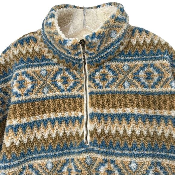 Entro Southwestern Sherpa Jacket Quarter Zip Pullover Womens Size M Relaxed Fit - Picture 2 of 9